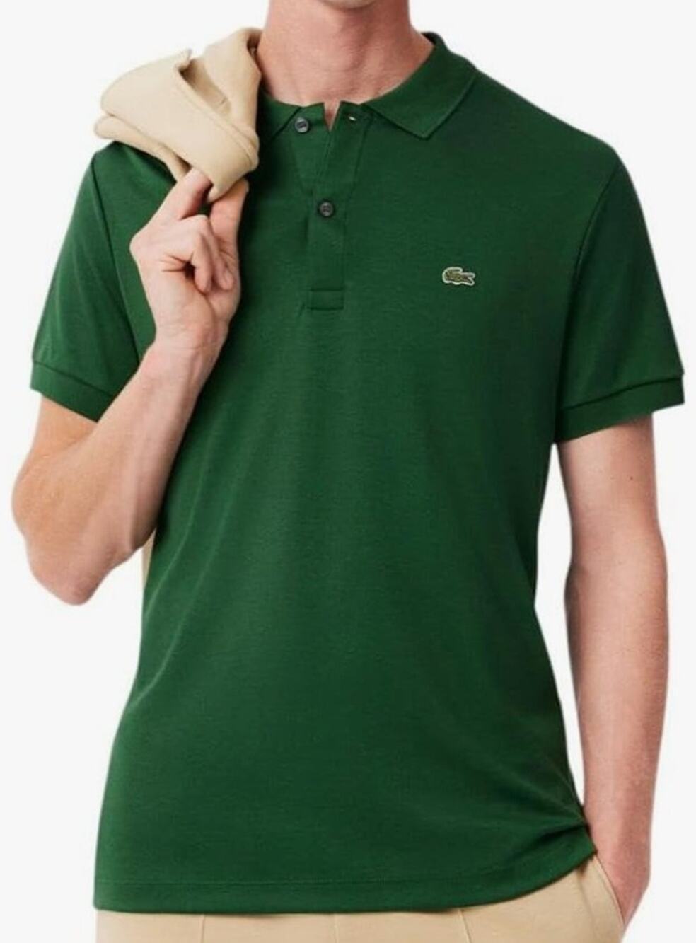 Lacoste Mens Short Sleeve Pima Jersey Interlock Regular Fit Polo Green XL